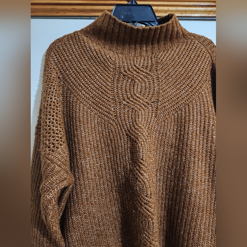 Maurices Rusty Orange Oversized Mock-Neck Sweater